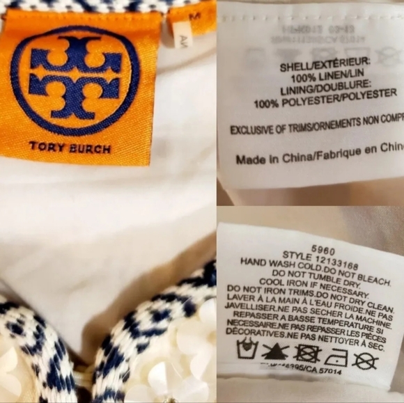 TORY BURCH Donovan Embellish Crochet Linen Jacket Sweater Cardigan. Medium. EUC - Picture 13 of 13